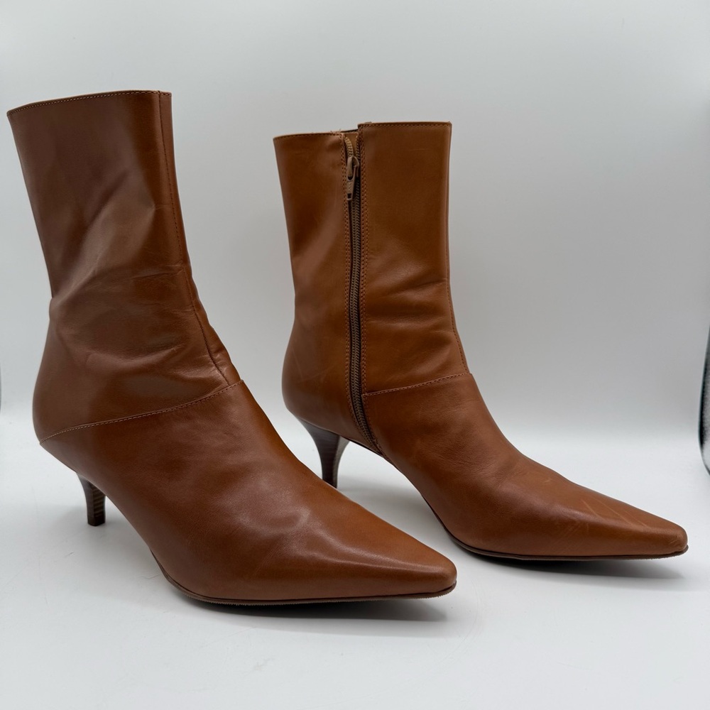 Antonio Melani Women’s size 8.5 M Leather heeled Tan Brown Boots New in Box